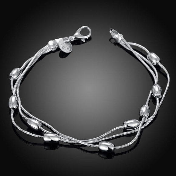 Jewelry - Silver Plated Bracelet 3 Strands w/ Light Beads
